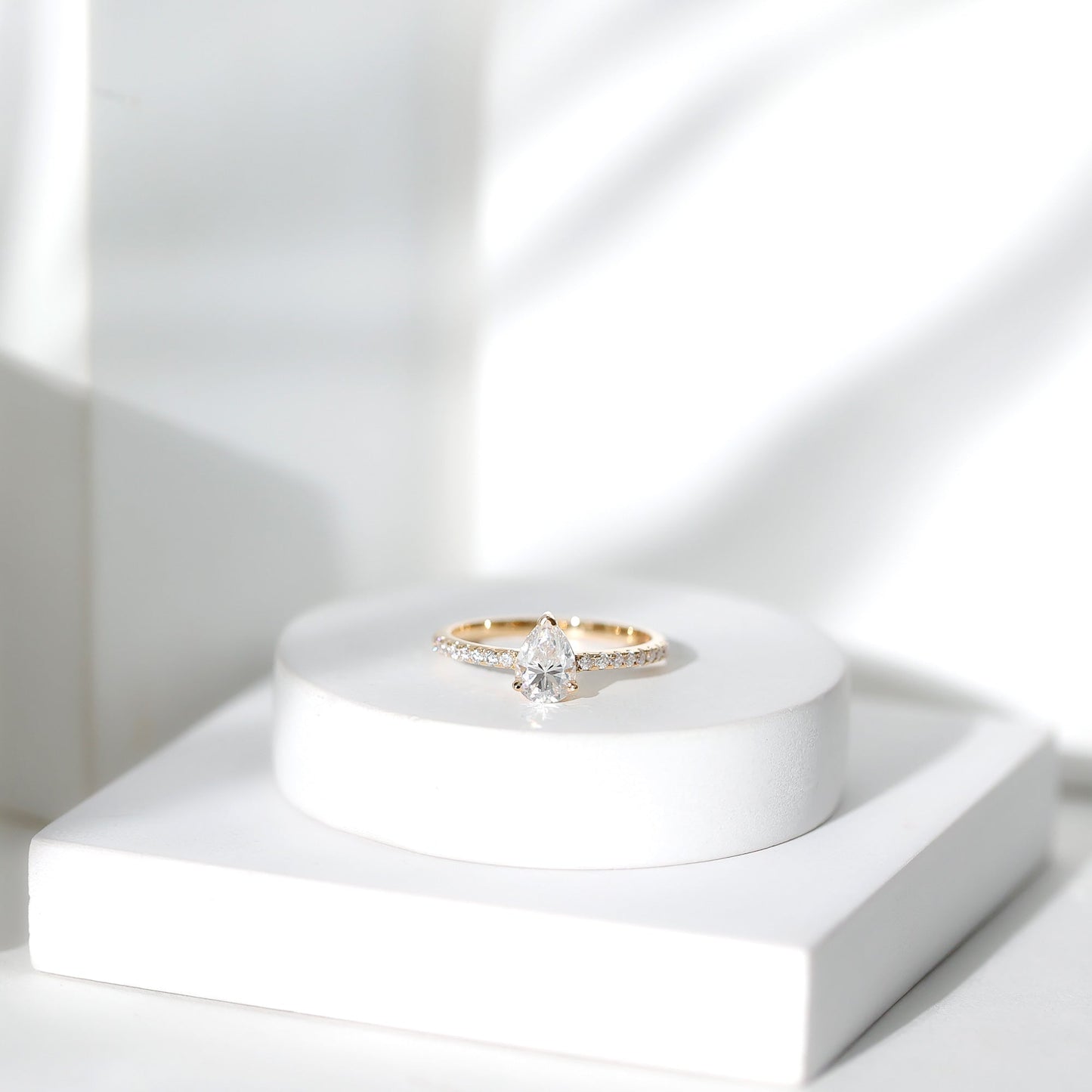 0.6 Carat Pear Cut Man Made Diamond Engagement Ring