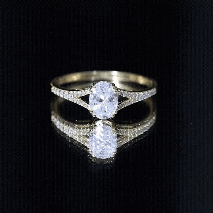 Oval Brilliant Cut Lab Diamond Engagement Ring with Split Shank