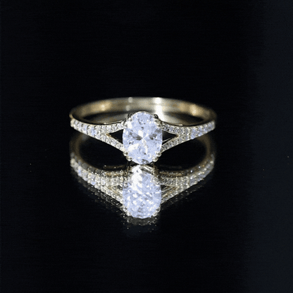 Oval Brilliant Cut Lab Diamond Engagement Ring with Split Shank