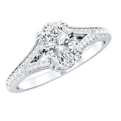 Oval Brilliant Cut Lab Diamond Engagement Ring with Split Shank