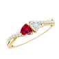 Lab Grown Ruby 2 Heart Promise Ring in Silver