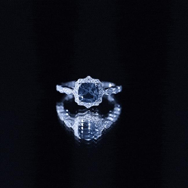 Genuine London Blue Topaz Antique Looking Engagement Ring in Silver