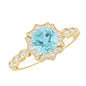 Sky Blue Topaz Vintage Style Engagement Ring with Lab Diamonds