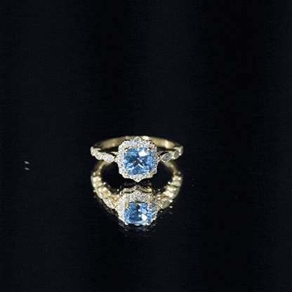 Vintage Looking Swiss Blue Topaz Diamond Engagement Ring in Silver