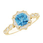 Vintage Looking Swiss Blue Topaz Diamond Engagement Ring in Silver