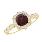Garnet Vintage Engagement Ring with Lab Diamond Halo