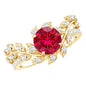 Lab Created Ruby and Diamond Vine Engagement Ring in Silver