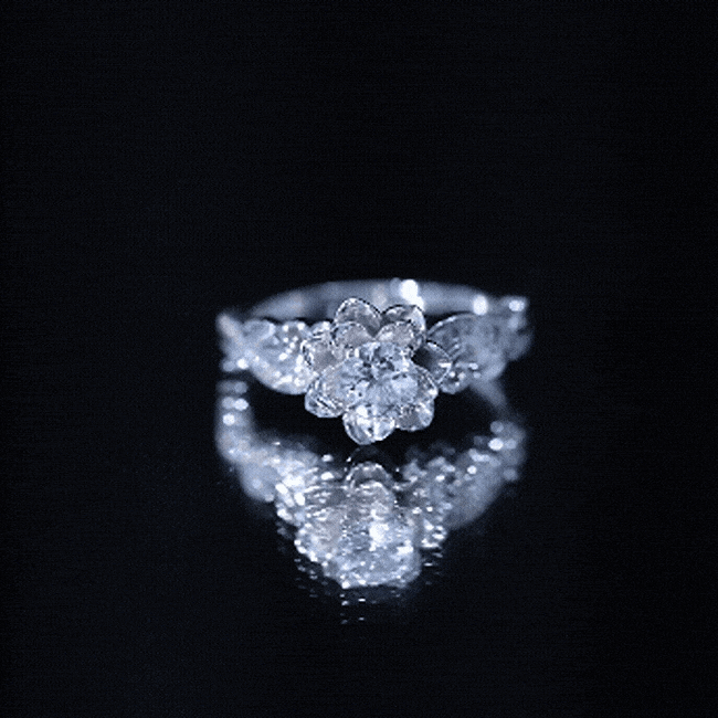 Natural Aquamarine and Diamond Flower Engagement Ring in Gold Plated Silver