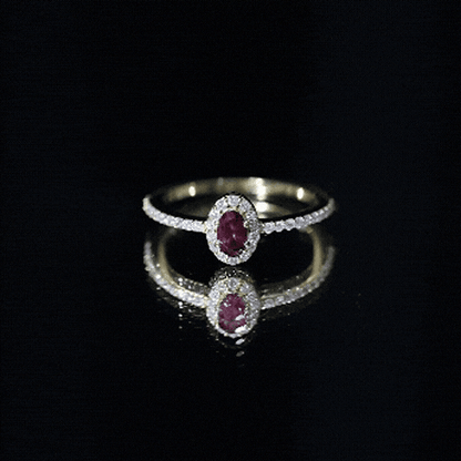 Oval Rhodolite Garnet and Diamond Promise Ring for Her