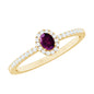 Oval Rhodolite Garnet and Diamond Promise Ring for Her