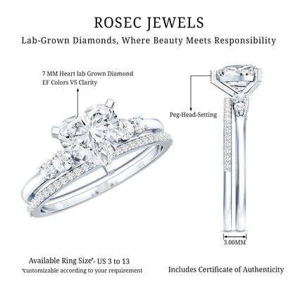 1.2 Carat Certified Lab Grown Diamond Heart Bridal Ring Set