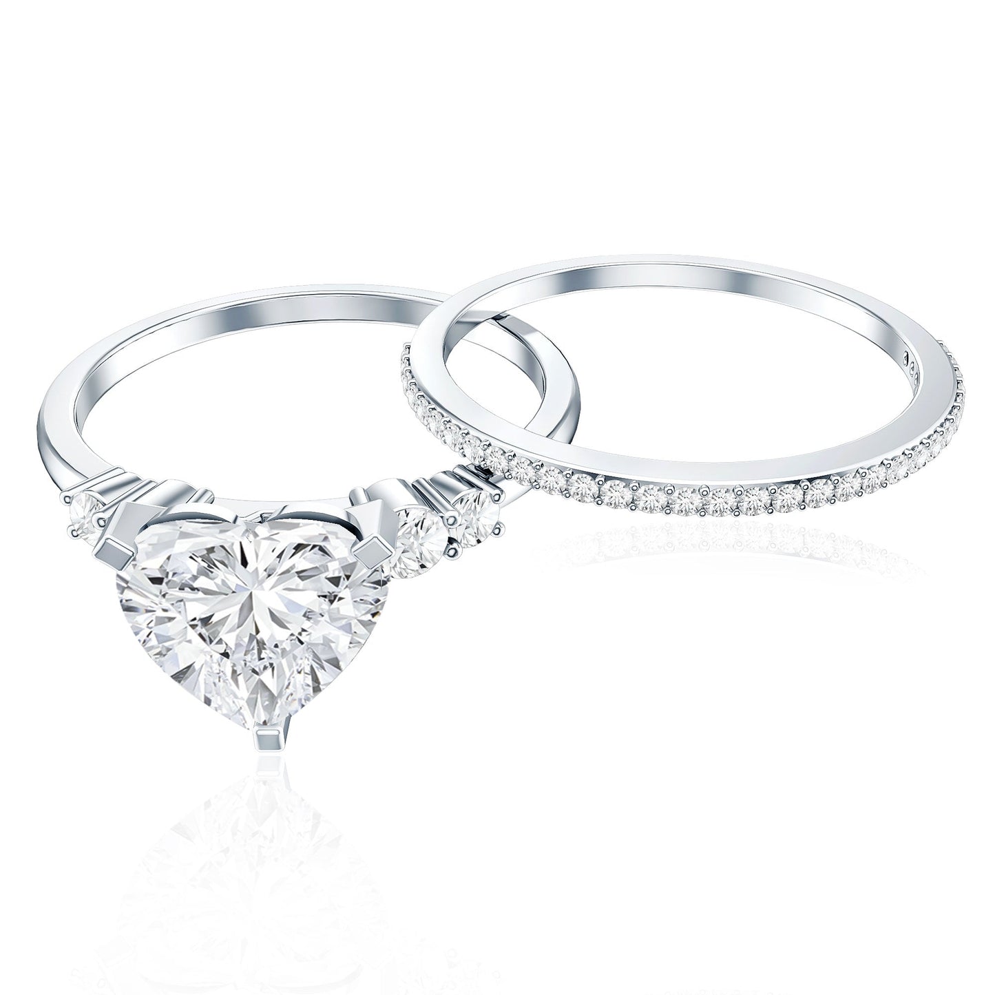 1.2 Carat Certified Lab Grown Diamond Heart Bridal Ring Set