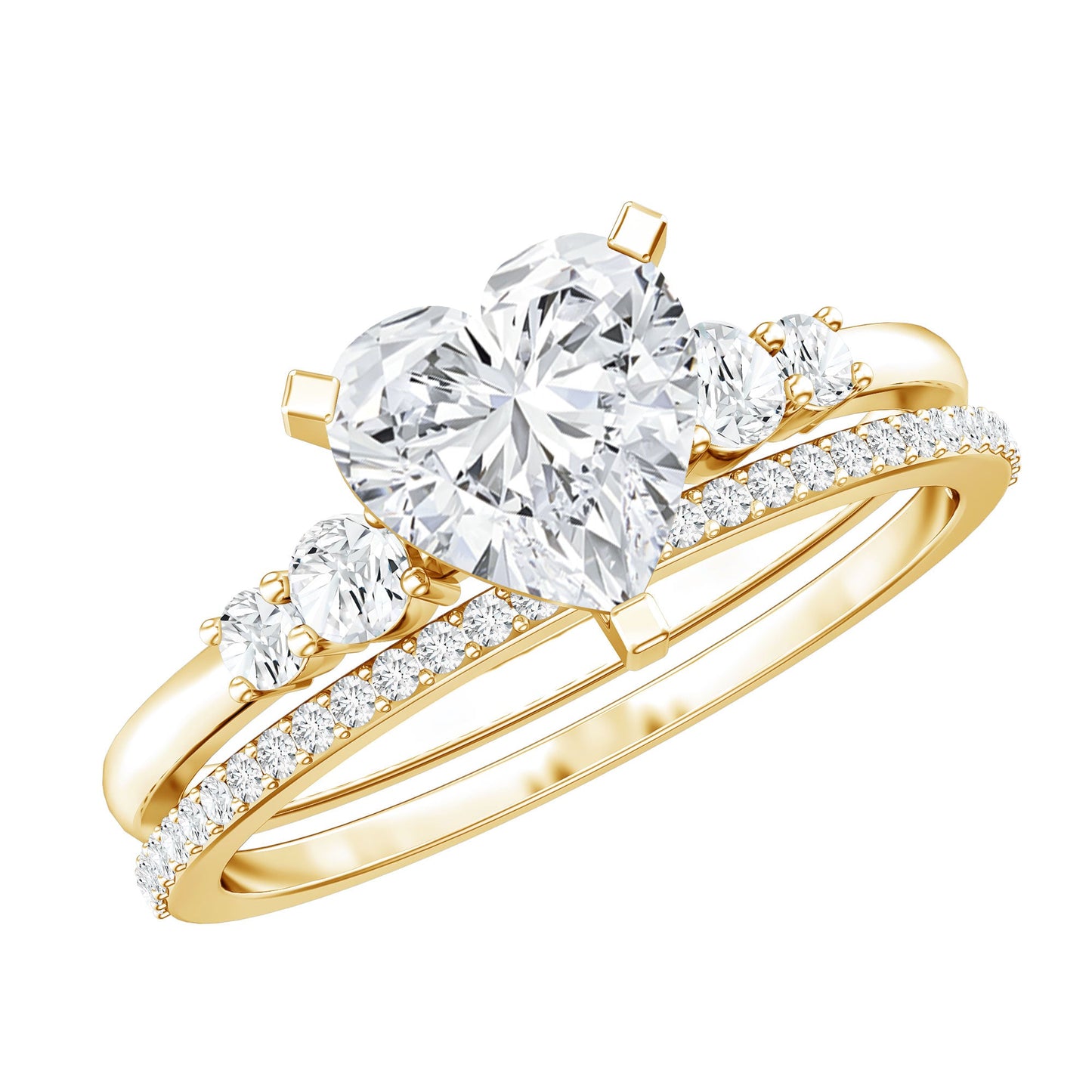 1.2 Carat Certified Lab Grown Diamond Heart Bridal Ring Set