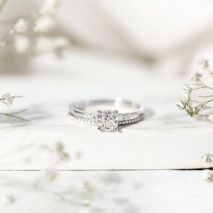1.7 Carat Lab Grown Diamond Cushion Engagement Ring with Wedding band