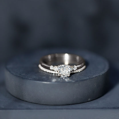 1.7 Carat Lab Grown Diamond Cushion Engagement Ring with Wedding band