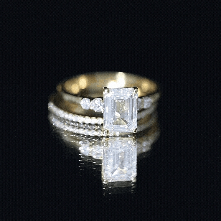 Certified Lab Grown Diamond 1.8 Carat Emerald Cut Engagement Ring with Band
