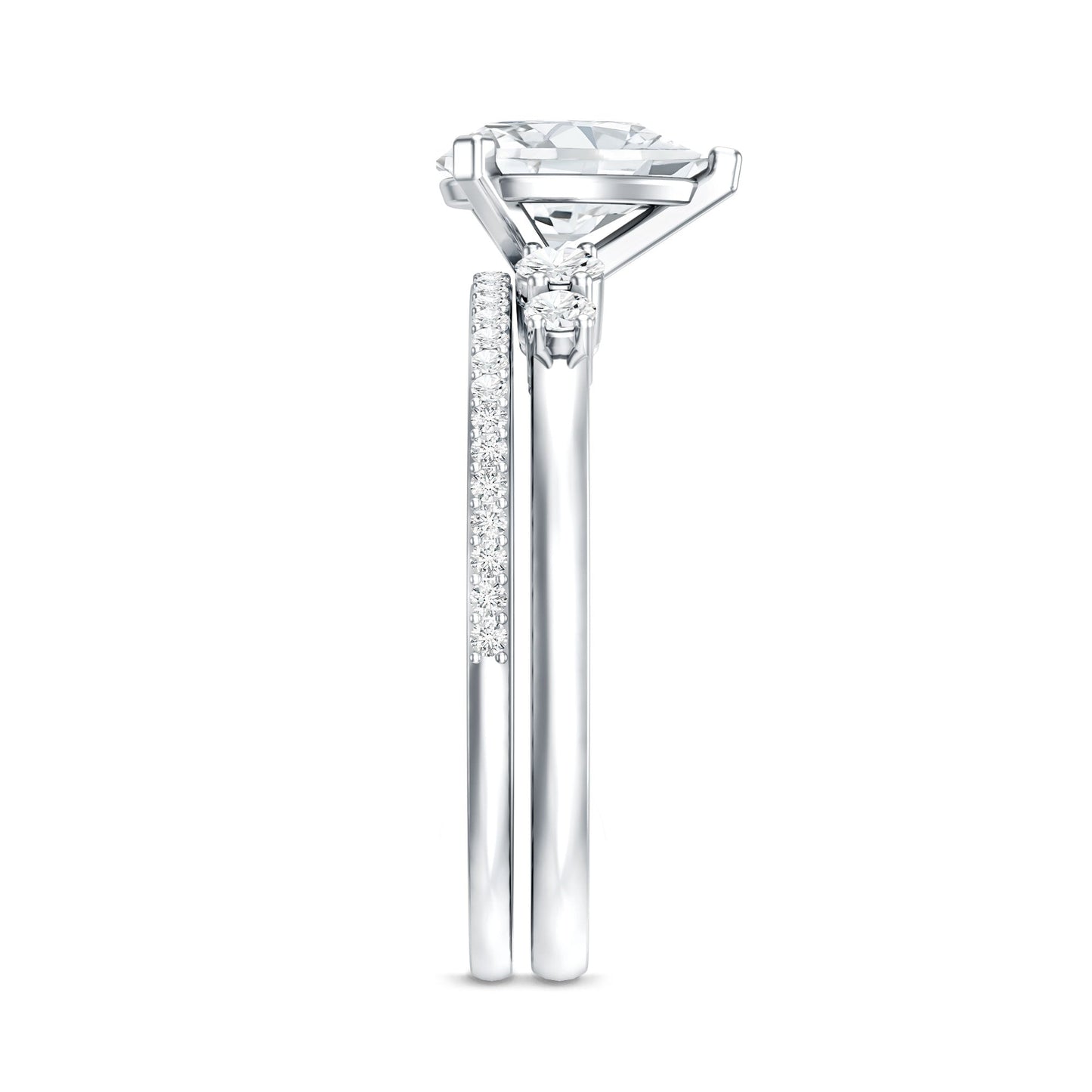 1.3 Carat Certified Lab Grown Diamond Teardrop Bridal Ring Set