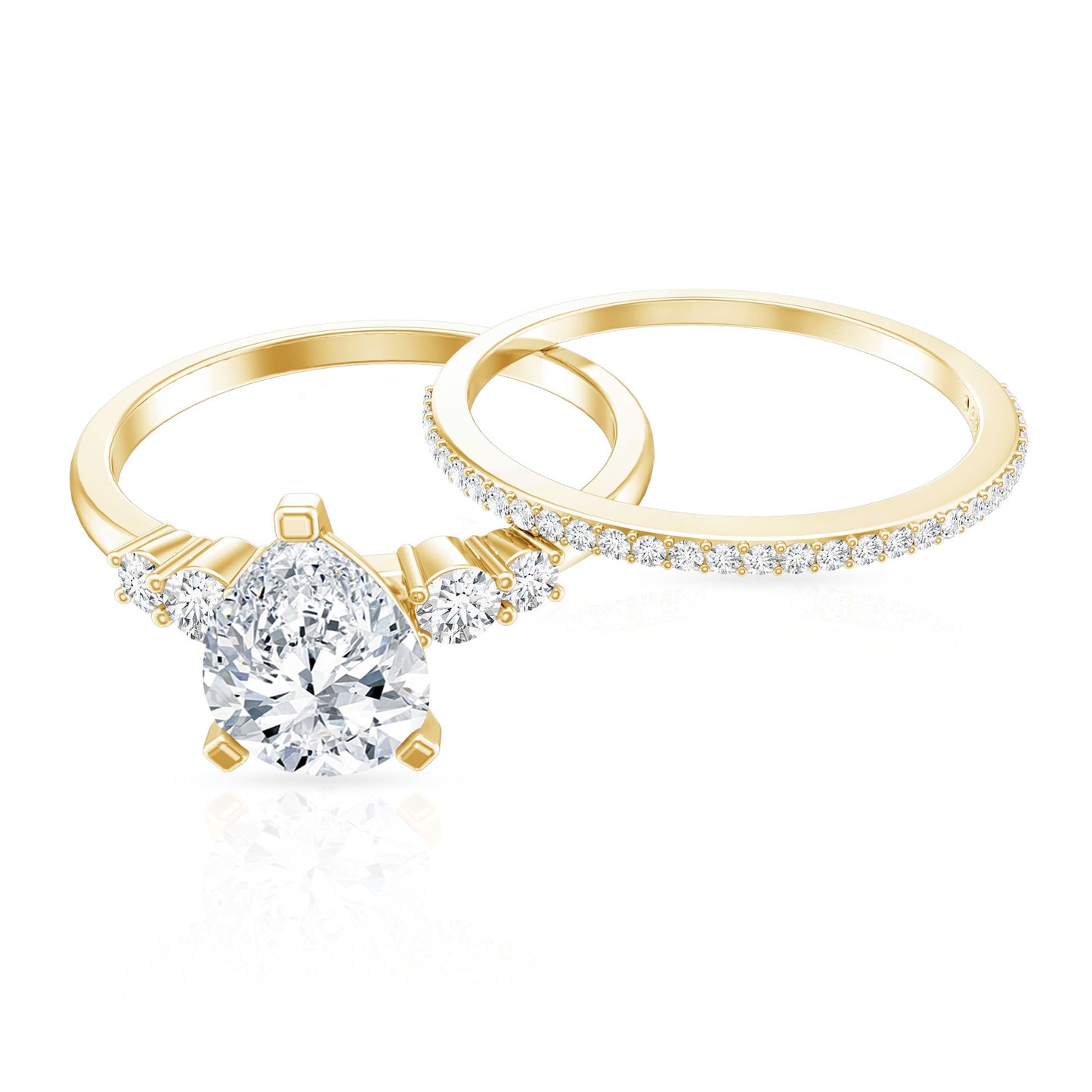 1.3 Carat Certified Lab Grown Diamond Teardrop Bridal Ring Set