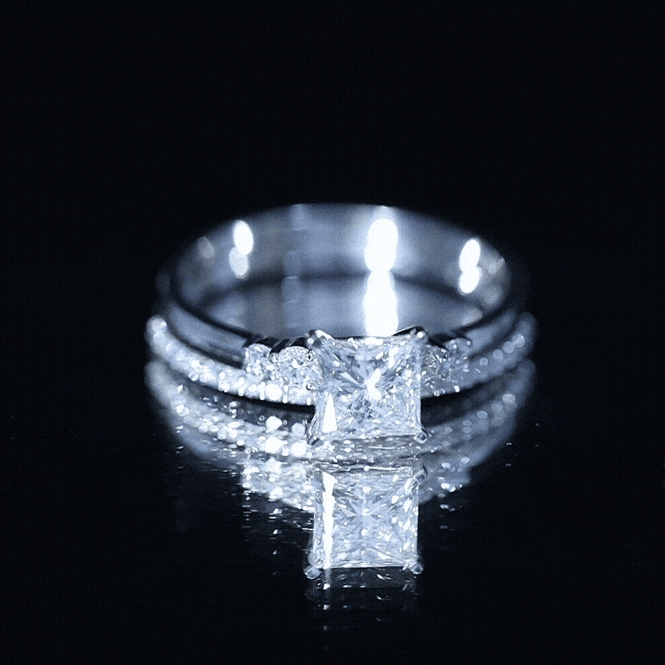 1.2 Carat Lab Grown Diamond Princess Cut Engagement Ring With Enhancer