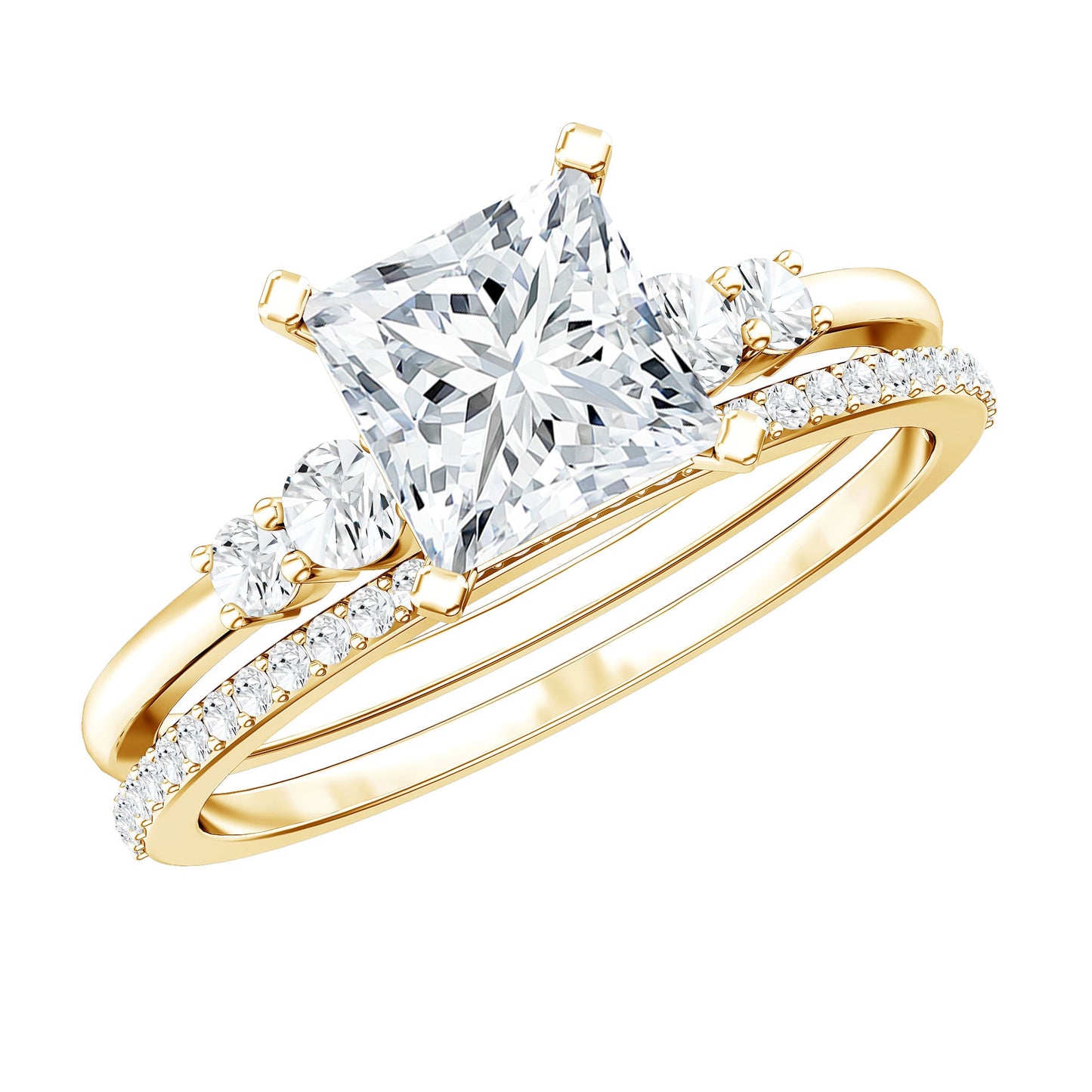 1.2 Carat Lab Grown Diamond Princess Cut Engagement Ring With Enhancer