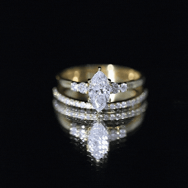 Lab Grown Diamond 1 Carat Marquise Engagement Ring with Wedding Band