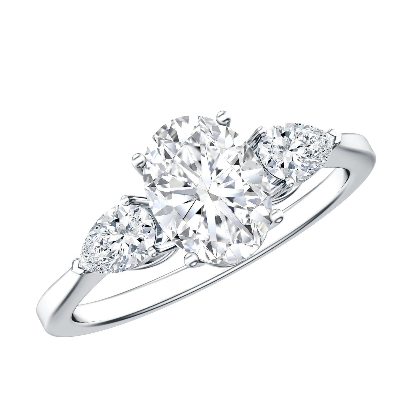 1 Carat Lab Grown Diamond Three Stone Engagement Ring with IGI Certificate