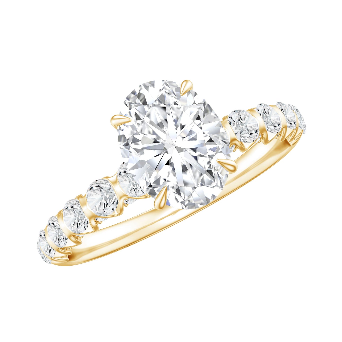 1 Carat Oval Cut Lab Grown Diamond Side Stone Engagement Ring IGI Certified