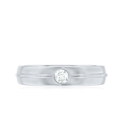 Bezel Set Round Moissanite Mens Wedding Band Ring