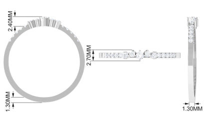 Certified Natural Diamond Half Eternity Stackable Ring