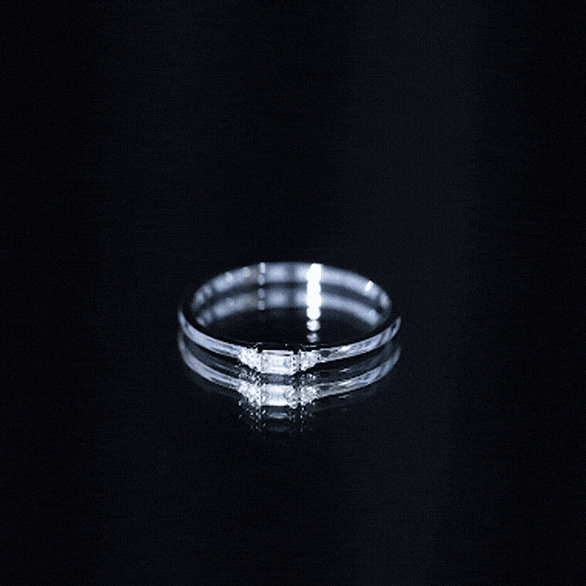 Minimalist Baguette and Round Diamond Promise Ring