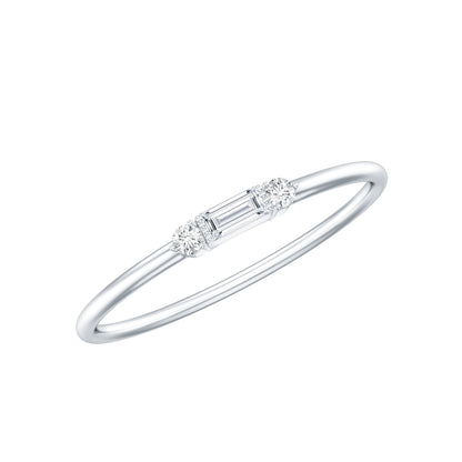 Minimalist Baguette and Round Diamond Promise Ring