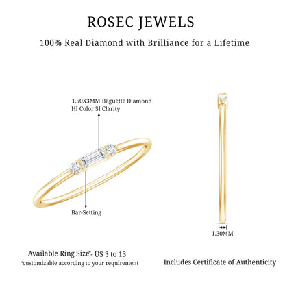 Minimalist Baguette and Round Diamond Promise Ring