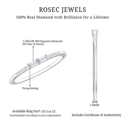 Baguette Diamond Stackable Ring in East West Style