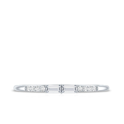 Baguette Diamond Stackable Ring in East West Style