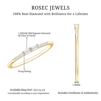 Baguette Diamond Stackable Ring in East West Style