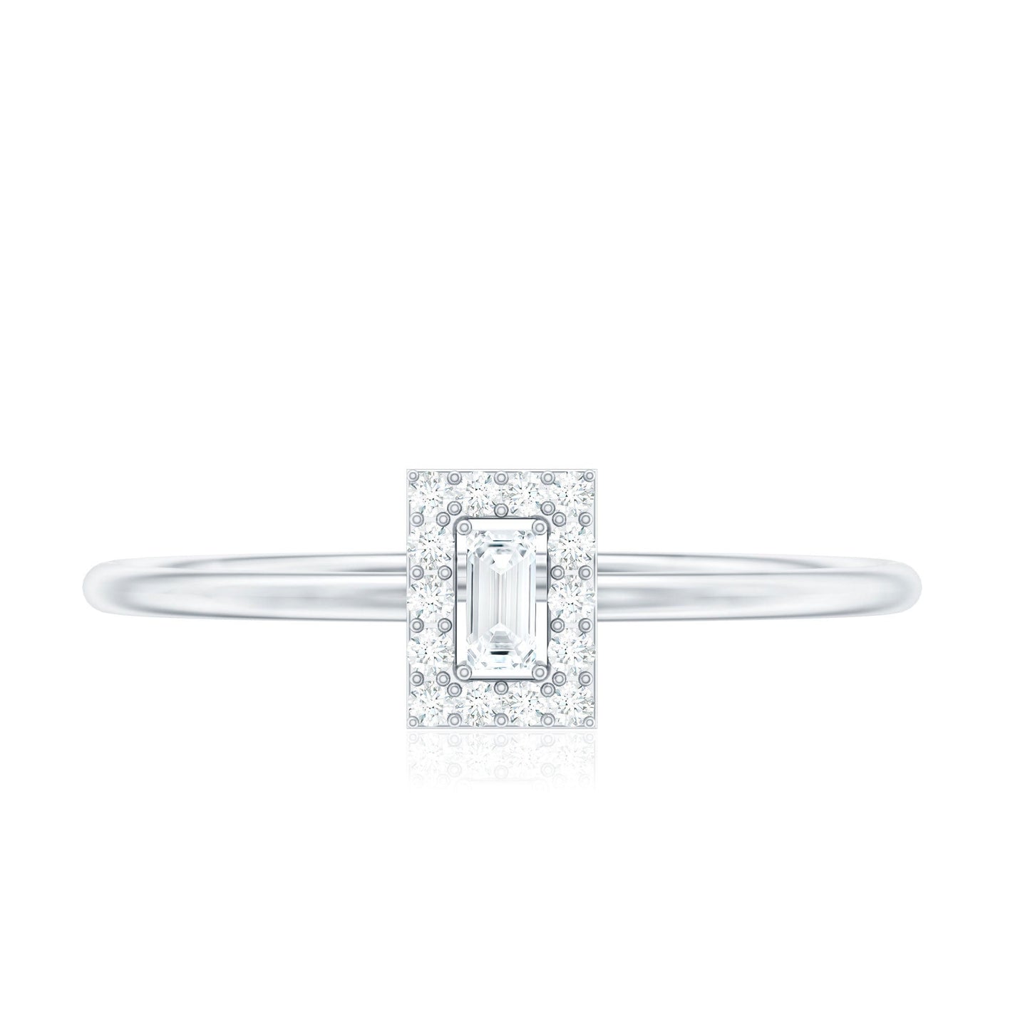 Baguette Cut Diamond Halo Promise Ring with Certificate