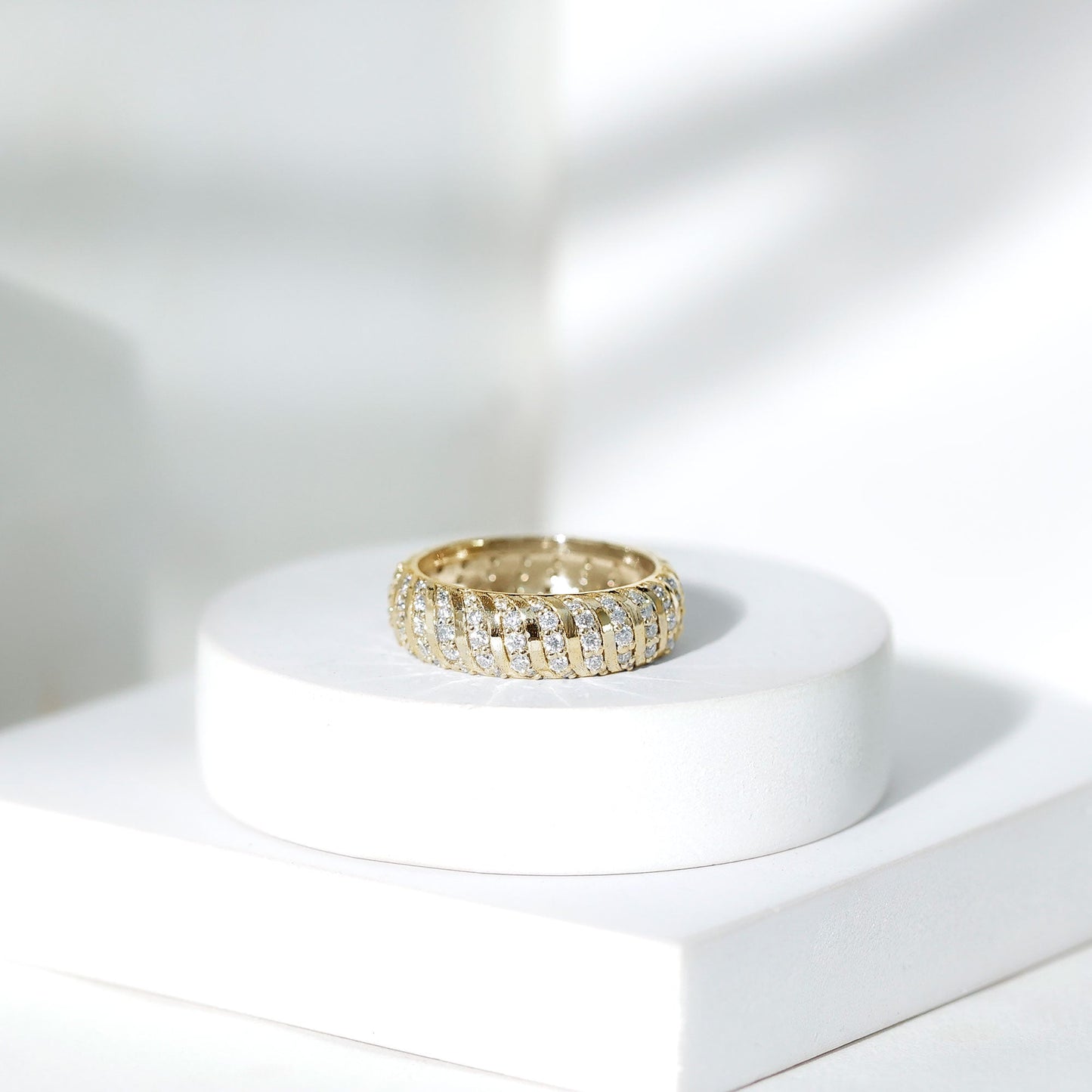 Pave Set Certified Moissanite Wedding Anniversary Band