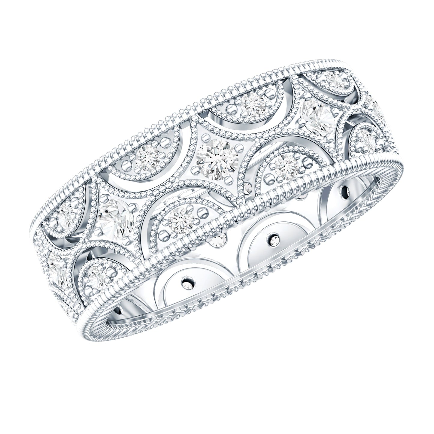 Designer Moissanite Wedding Band Ring