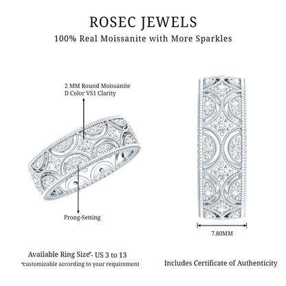 Designer Moissanite Wedding Band Ring