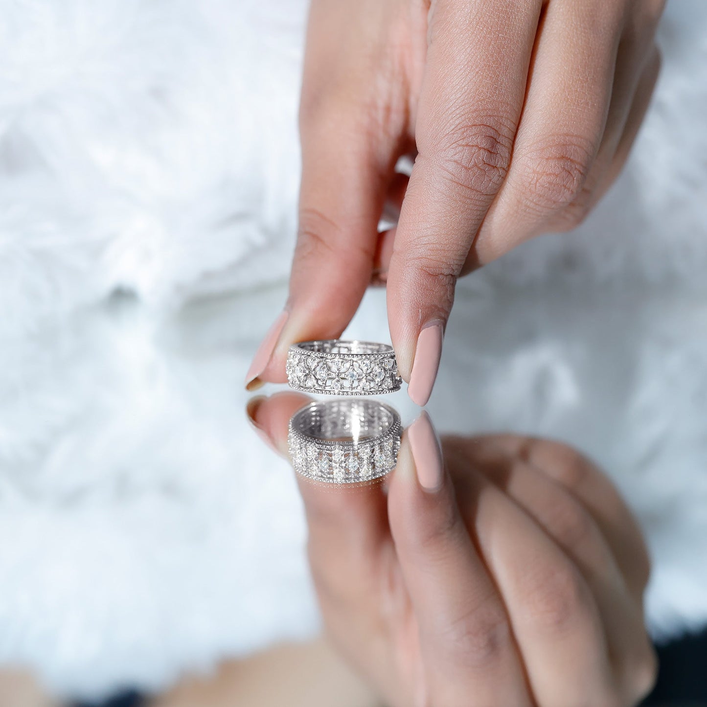 Designer Moissanite Wedding Band Ring