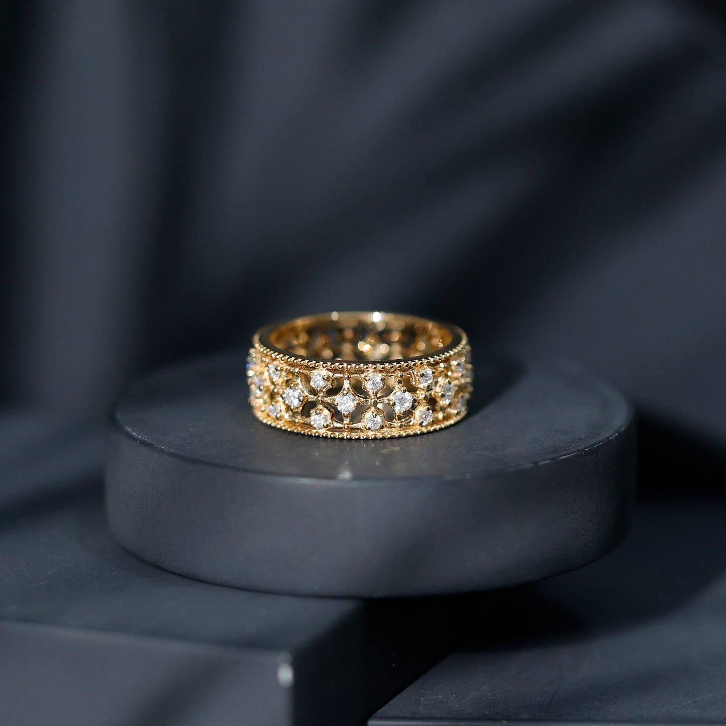 Designer Moissanite Wedding Band Ring