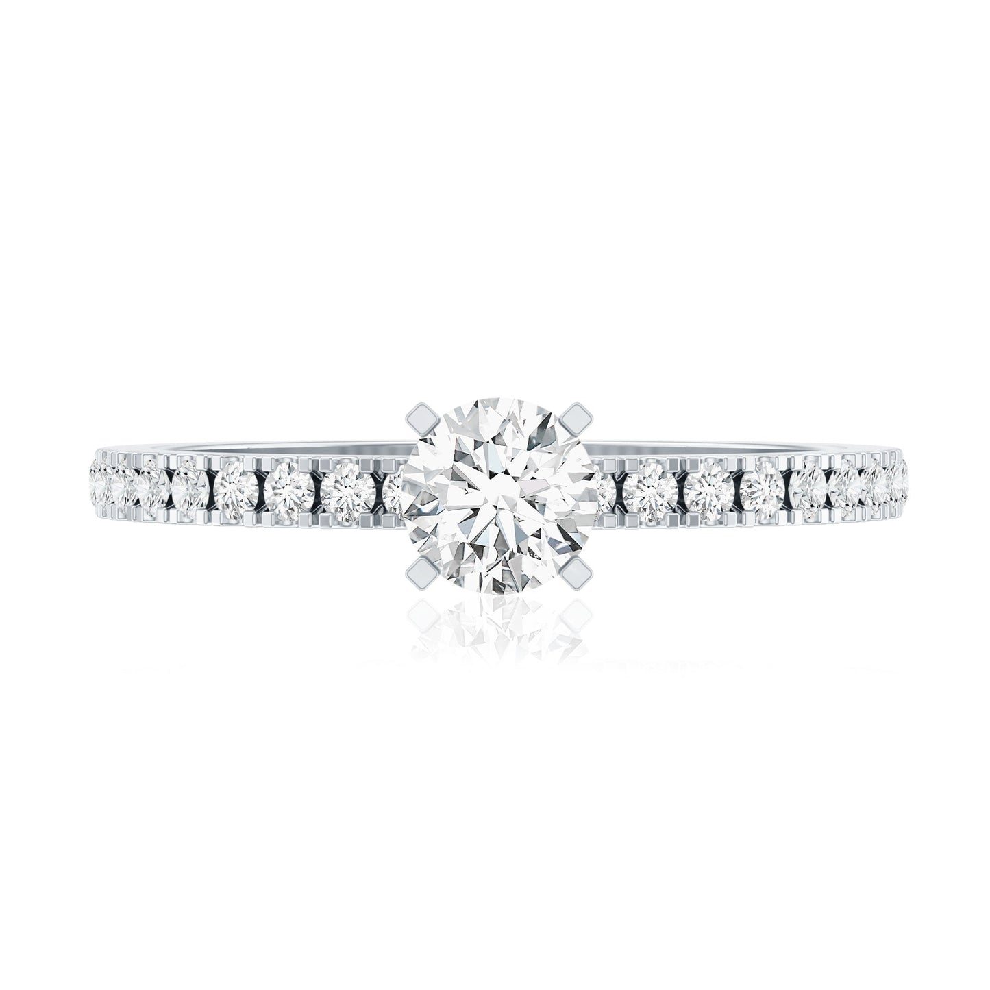 Moissanite Minimal Engagement Ring with Side Stone