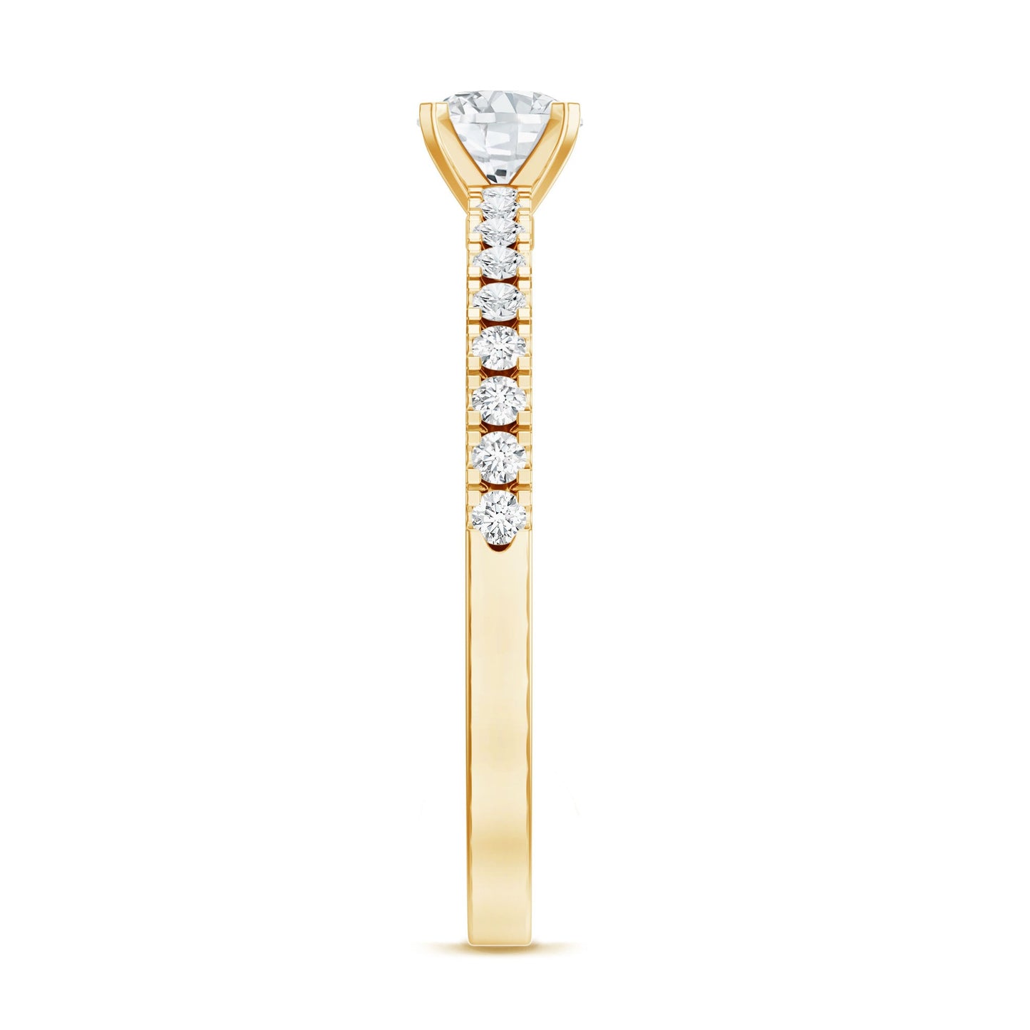Moissanite Minimal Engagement Ring with Side Stone
