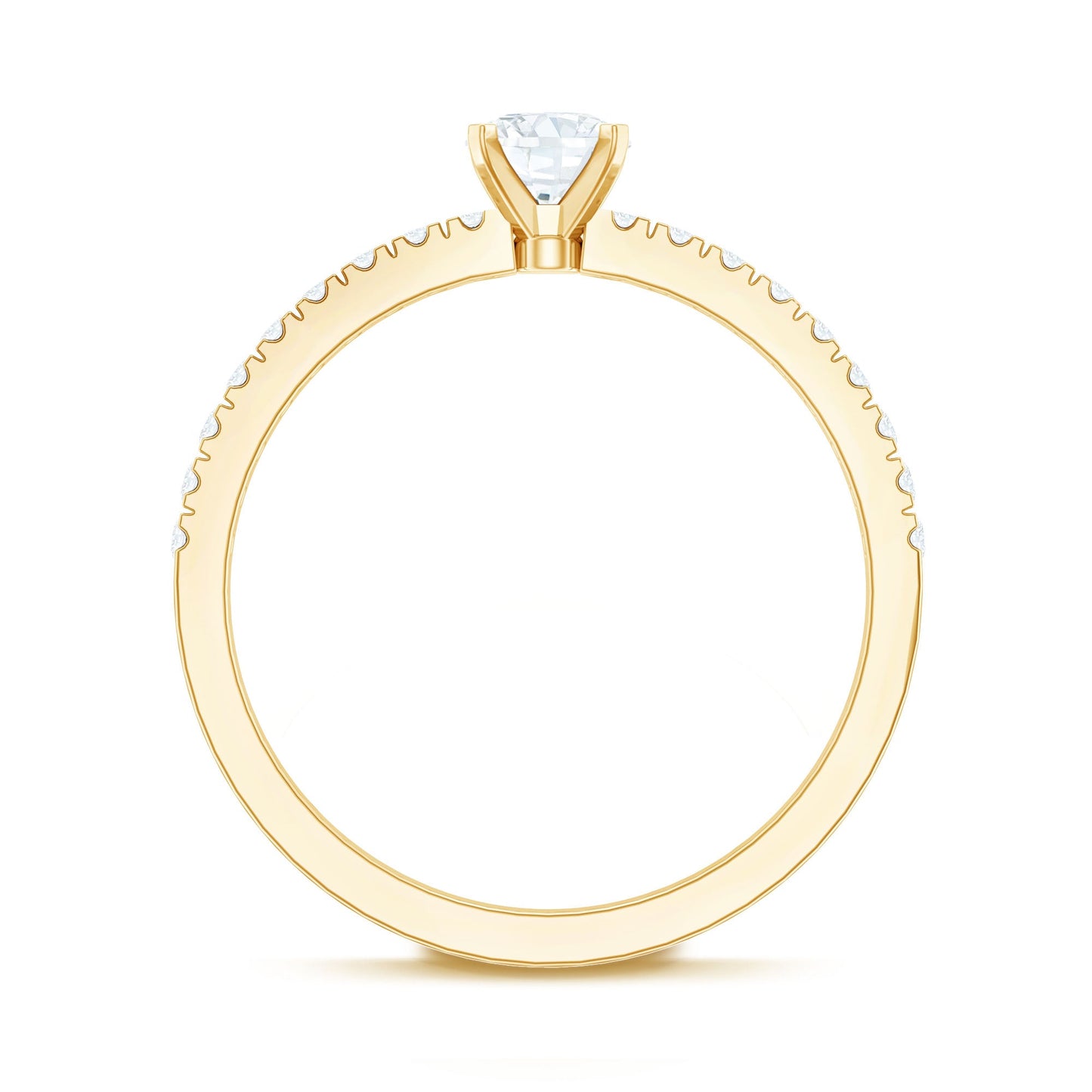 Moissanite Minimal Engagement Ring with Side Stone