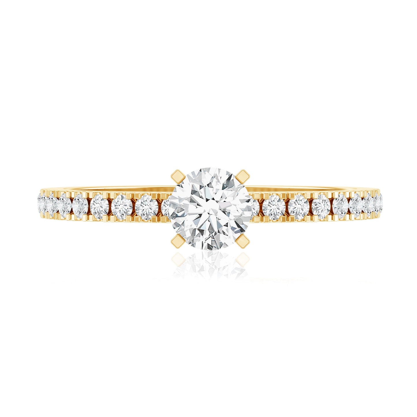 Moissanite Minimal Engagement Ring with Side Stone