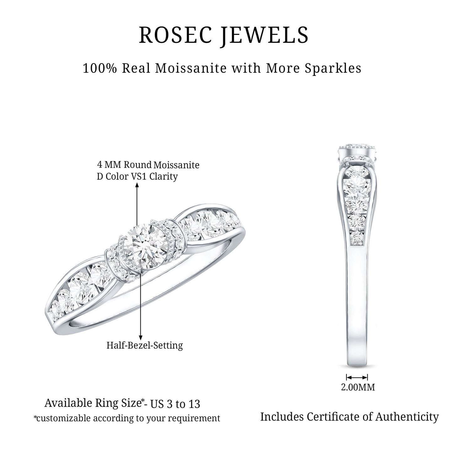 Vintage Style Moissanite Engagement Ring for Women