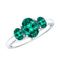 AAAA Quality Oval Cut Lab Created Emerald Three Stone Ring for Women