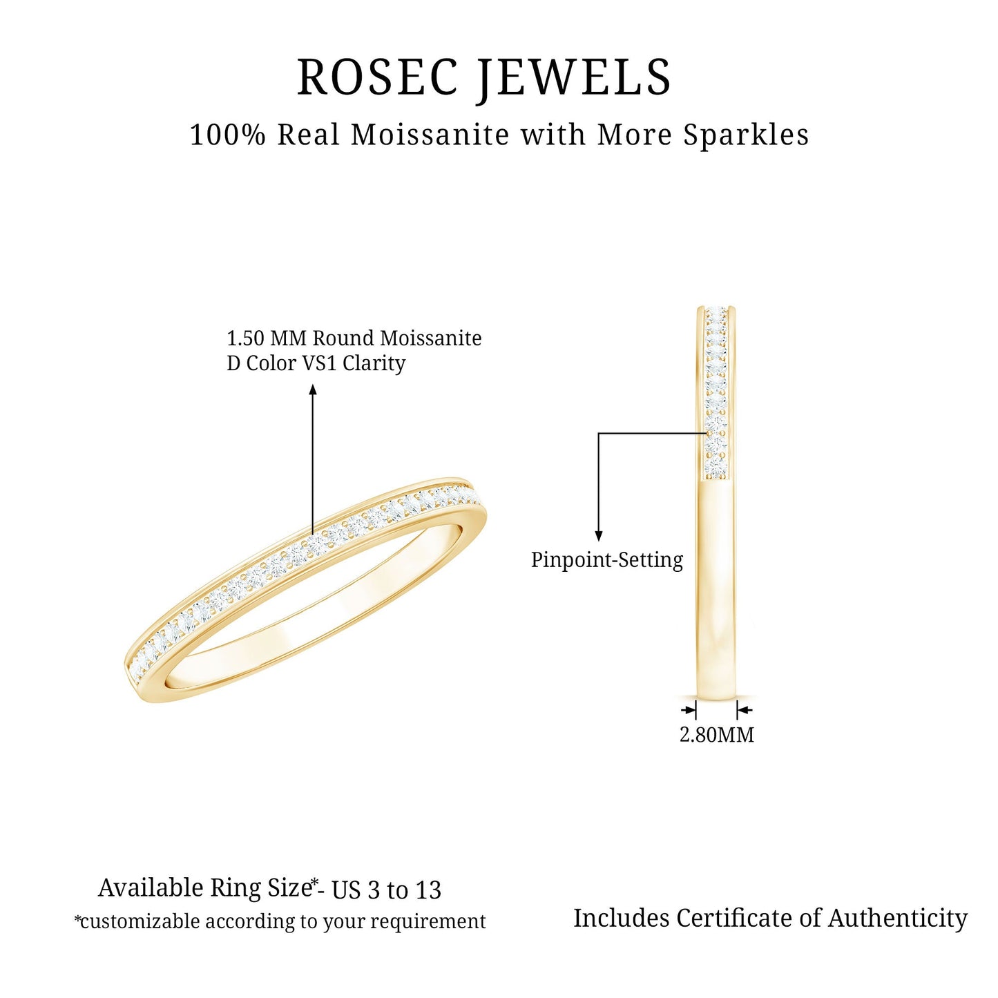 Minimal Moissanite Eternity Band Ring