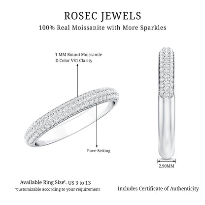 Brilliant Cut Round Moissanite Band Ring For Women