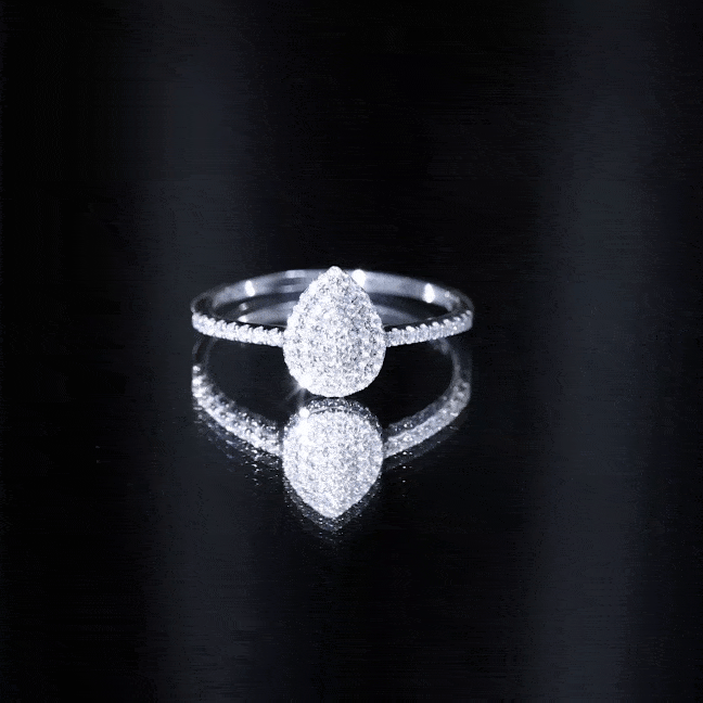 Double Halo Moissanite Teardrop Engagement Ring For Women